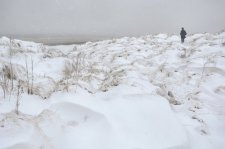 Dunes de sable pendant une tempte de neige